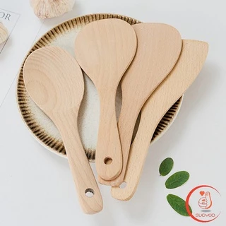 ตะหลิวไม้บีช พลั่วไม้ ไม้พายทำอาหาร ทำจากไม้จริง จับถนัดมือ shovel spoon