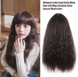 🔥มือ1🔥วิกผมลอนยาวหน้าม้าสไตล์ญี่ปุ่น ผลิตจาก Kanekalon Fiber สีดำธรรมชาติ ยาว75cm ✨ผลิตจากไหมทนความร้อน เส้นผมหนานุ่ม✨