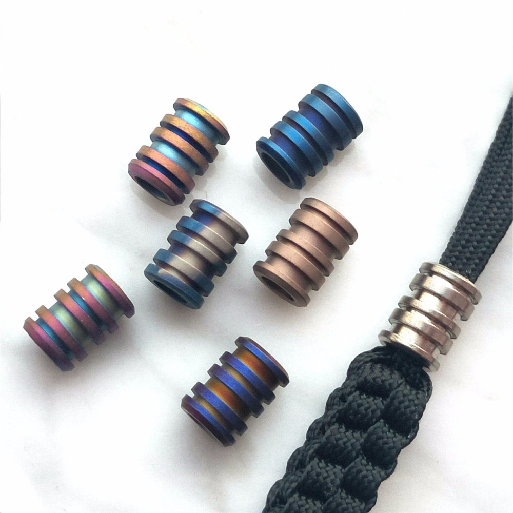 CNEDC Titanium Alloy Knife Beads Paracord Umbrella Rope Outdoor Knife Lanyard Bead TC4 Pendant Multi