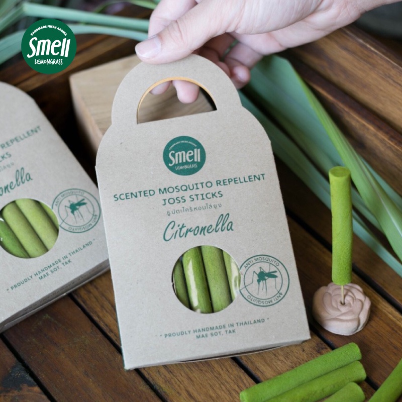 Smell Lemongrass ธุปกันยุงตะไคร้หอม ปลอดภัย ใช้งานง่าย บรรจุ 13 ก้าน แถมฟรี! ฐานปักธูป Mosquito Repellent Joss Sticks #7