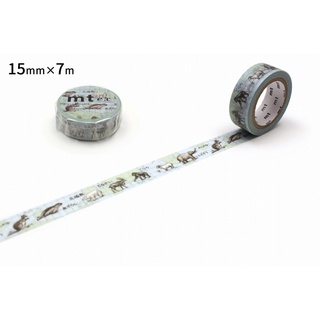 mt masking tape (15mmx7m) world animals (MTEX1P202) / เทปตกแต่งวาชิ (15mmx7m) ลาย world animals แบรนด์ mt masking tape