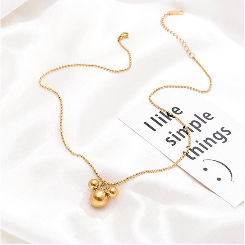 การ์ตูน หัวการ์ตูน ทอง ถั่วไทเทเนียม สร้อยคอ สเตนเลส สร้อยคอ ผู้หญิง กระดูกไหปลาร้า โซ่ ฤดูร้อน กลม ลูกปัด โซ่ เครื่องประดับ สไตล์ใหม่