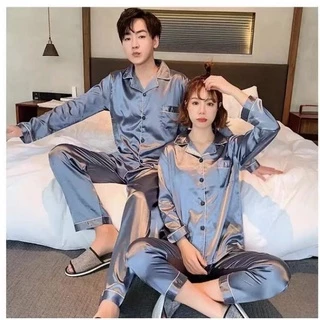 2222 ชุดนอนผู้หญิงแขน/ขายาว ผ้าซาตินเนื้อผ้านุ่มลื่นใส่สบาย สีสวยสด สไตล์เกาหลี (สินค้าพร้อมส่ง)
