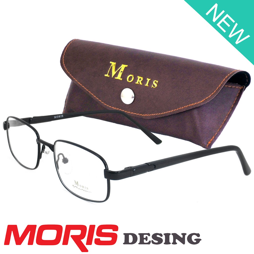 Moris แว่นตา รุ่น 6465 สีดำ กรอบเต็ม ขาสปริง วัสดุ สแตนเลส สตีล (สำหรับตัดเลนส์) กรอบแว่นตา Eyeglass