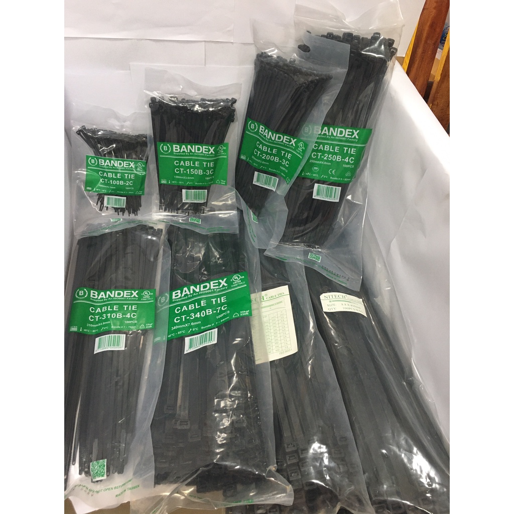 "BANDEX" CABLE TIE NYLON BLACK COLOR (100เส้น/ถุง) **ราคาต่อแพ็ค**** (สามารถออกใบกำกับภาษียอด500บาทขึ้นไปค่ะ)****