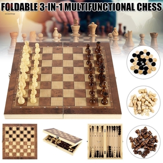 "ready stock" Portable Wooden Magnetic Chess with Folding Board Chess Game International Chess Game for Party Family Activities