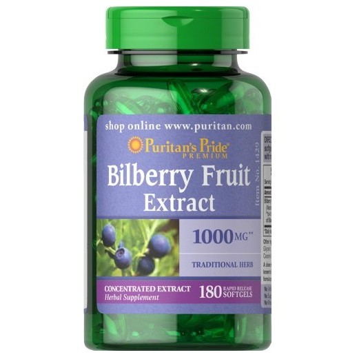 Puritan’s Pride Bilberry 1000 mg / 180 Softgels