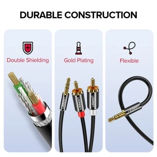 Ugreen สายสัญญาณเสียงสเตอริโอ เป็น 2rca วัสดุ PVC ยาว 3.5 มม.