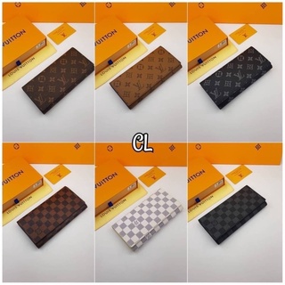 กระเป๋าสตางค์หลุบพับใบยาว กระเป๋าตังค์ผู้หญิง กระเป๋าหนัง lv wallet