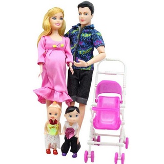 4Pcs/Set Dolls Family Educational Real Pregnant Doll Happy Family for Barbie Children Educational Toy Birthday Gift Lot