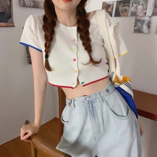เสื้อครอป กระดุมหน้า ใส่สบายย💕💕💕 MN362