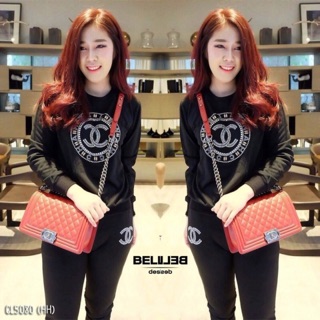 5080 เสื้อยืดคอตตอลแขนยาว+กางเกงขายาว