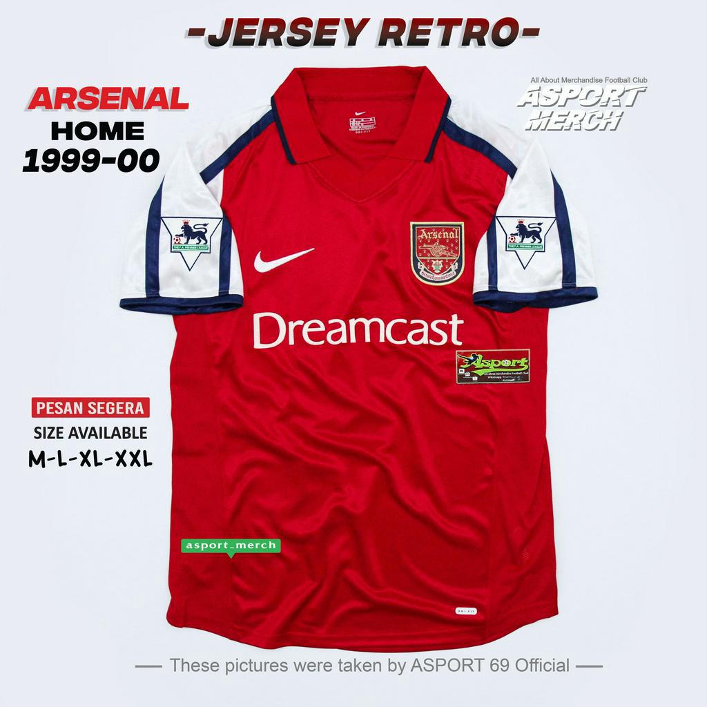เสื้อฟุตบอล ARSENAL RETRO HOME 1999 2000 SOCCER JERSEY ARSENAL 99 นําเข้า