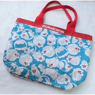 Doraemon Tote Bag กว้าง 12 นิ้ว ยาว 17 นิ้ว สีฟ้า/แดง มือสอง ของแท้