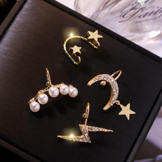 Ready Stock ตุ้มหูรูปดวงจันทร์ดาวสําหรับผู้หญิง