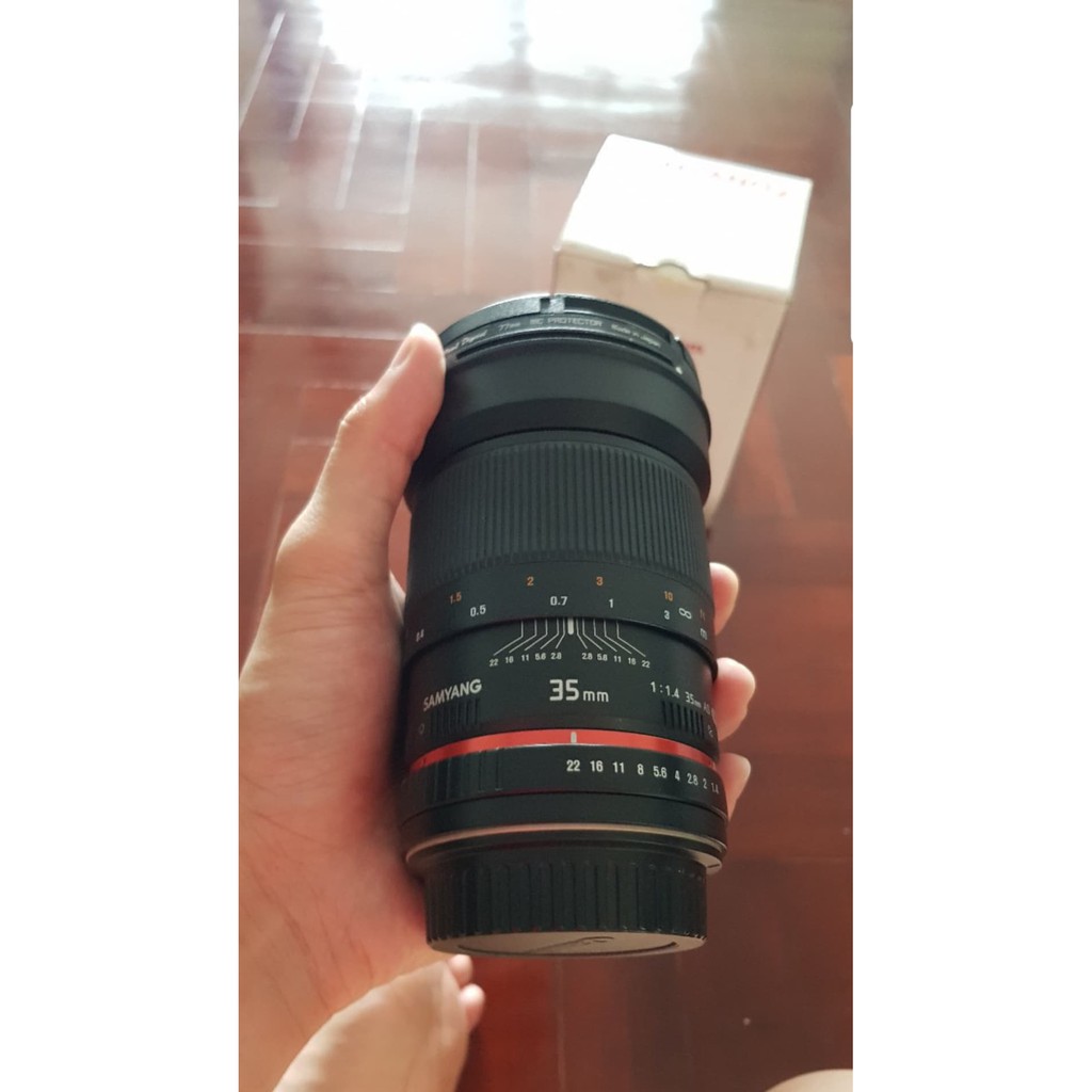 ขาย Samyang 35mm f1.4 mount canon แถม filter Hoya 1pro