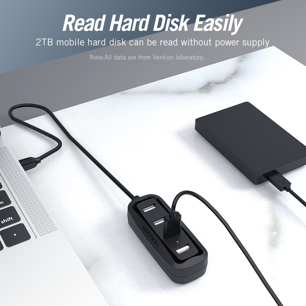 Vention อุปกรณ์ฮับ เชื่อมต่อ USB ความเร็วสูง มี 4 พอร์ต VAS-J43-2
