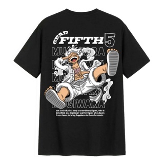 ย้อนยุคเสื้อยืดผ้าฝ้ายพิมพ์ลายเสื้อยืด Gear 5 Luffy One PieceS-5XL