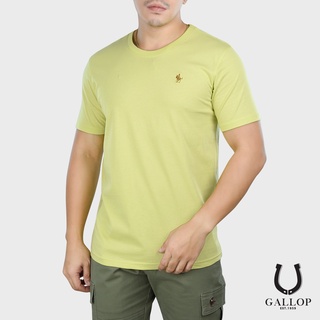 GALLOP : เสื้อคอตตอนคอกลม Crew Neck Basic Tee รุ่น GNP9000 สีเขียวมะนาว