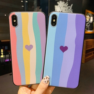 3D Relief Soft Case เคสซิลิโคน Samsung  A7 2018 M51 Galaxy Note 20 Ultra 10 Plus 9 8 10 Lite S8 S8+ Silikon TPU Phone Case Motif Purple Rainbow