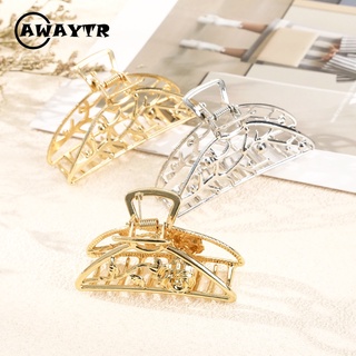 Awaytr กิ๊บติดผม รูปกิ่งไม้ ฉลาม ดอกกุหลาบโค้ง สีทอง สีเงิน ขนาดใหญ่ เครื่องประดับแฟชั่น สําหรับผู้ใหญ่