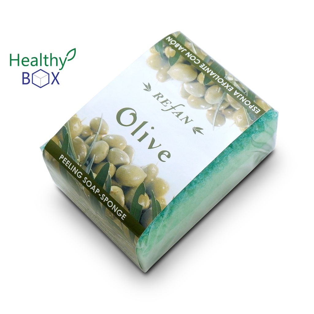 Refan Peeling Soap Sponge Olive ทำความสะอาดอย่างล้ำลึก & ทำให้ผิวนุ่ม (V)