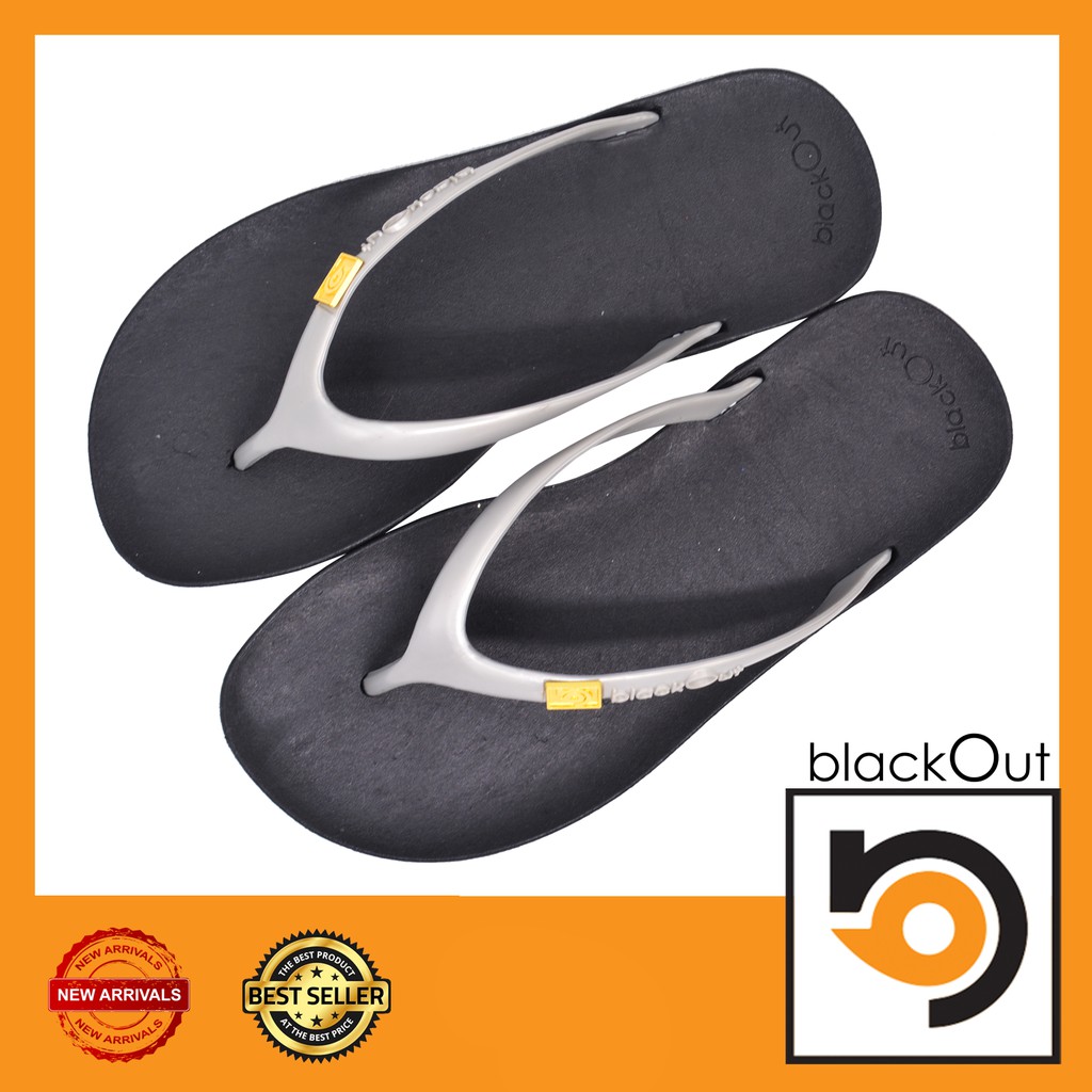 BlackOut Flipper รองเท้าแตะ รองเท้ายางกันลื่น พื้นดำหูมุกเทา