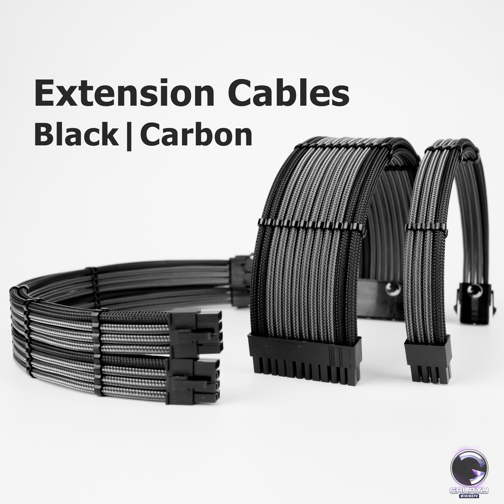 สายถักแต่งคอม [ดำ-คาร์บอน]  [ExtensionSleeveCables] [รับประกัน 1 ปี]