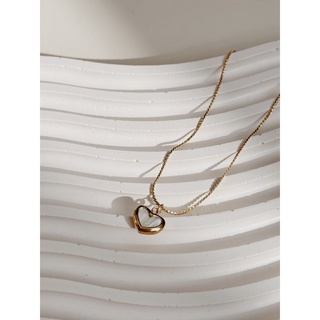 [Necklace] LUNE Heartbeat Necklace : ฮาร์ทบีท สร้อยคอ จี้รูปหัวใจ ตรงกลางเป็นเปลือกหอยแท้