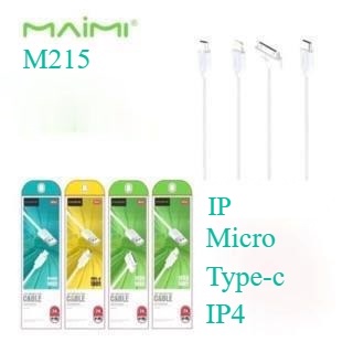 MAIMI M215 สายชาร์จเร็ว ip / Micro / Type-c / IP 4 สายชาร์จ 1 ม. 2A รับประกัน1ปี