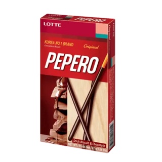 Lotte pepero original stick chocolate biscuit korea 47g.บิสกิตแท่งเคลือบช็อกโกแลต