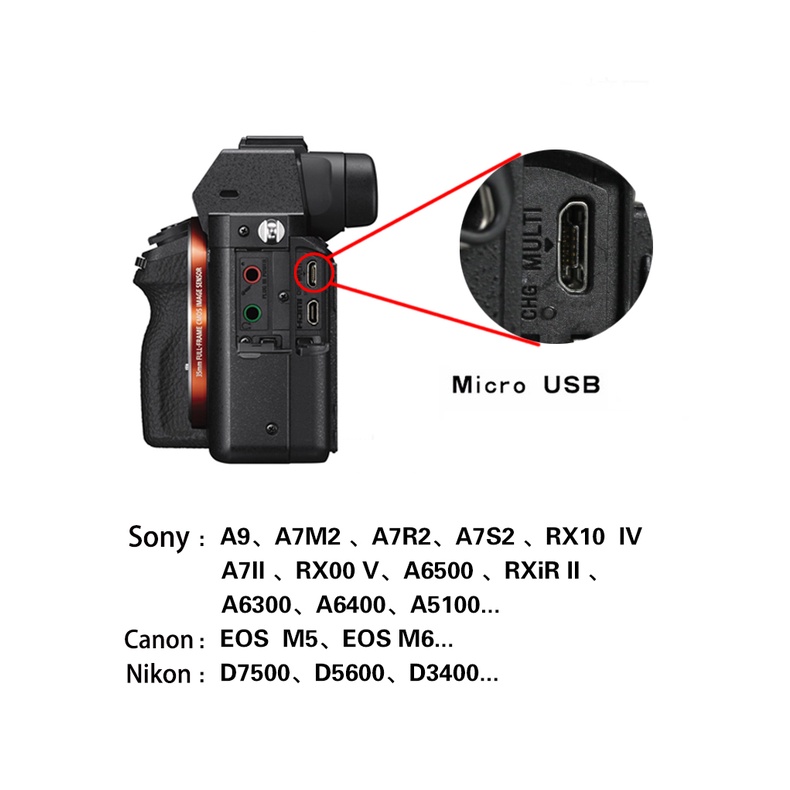 สายเคเบิลเชื่อมต่อกล้อง กับคอมพิวเตอร์ USB เป็น micro USB สําหรับ Sony A9 A7M2 RX10 IV Canon EOS M5 M6 Nikon D7500