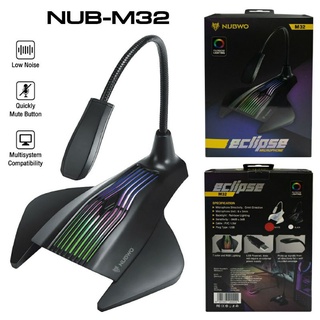 GAMING MICROPHONE NUBWO M32 ไฟ RGB เชื่อมต่อด้วยสาย USB ลดอาการเสียงรบกวน ไฟ RGB (มี ขาว กับ ดำ)