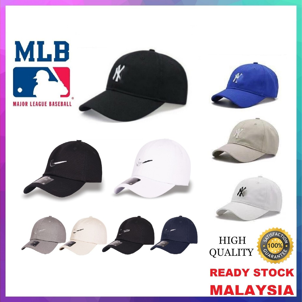 Cap Men MLB NY New York Yankees 100% Plain Cap Adjustable Golf Cap Topi Snap Cap Couple Hop Hat | Shopee Thailand