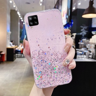 เคส Samsung Galaxy A22 A04 A04s A13 A23 A33 A53 A73 4G 5G Case Star Silver Foil Sequins Glitter Bling Phone Case Transparent TPU Soft Cover Phone Case เคสโทรศัพท