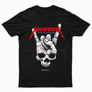 TSHIRTฝ้ายเสื้อยืด ผนงรจตกม กะโหลก METALLICA (parody)s-5xl