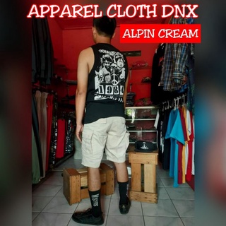 Alpine ALPINA ALPINE กางเกงขาสั้น คาร์โก้ Punk CREAM CREAM กางเกงคาร์โก้ ลายทาง สีแดง สีดํา สีน้ําเงิน