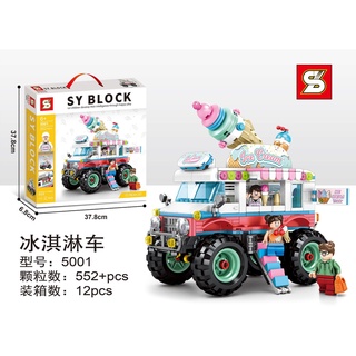 ProudNada Toys ของเล่นเด็ก ตัวต่อ รถ ร้านไอศกรีม ร้านค้า S SY BLOCK ICE CREAM TRUCK 552+ PCS NO.5001