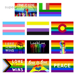 ธงแบนเนอร์ LGBT สีรุ้ง ขนาด 90x150 ซม. สําหรับตกแต่งงานเทศกาล