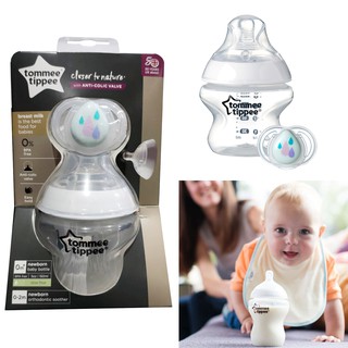 ขวดนม Tommee Tippee ฐานกว้าง รุ่น Closer to Nature ขนาด 5 oz +จุกหลอกแรกเกิด ทอมมี่ 150ml Bottle+0-2m Soother