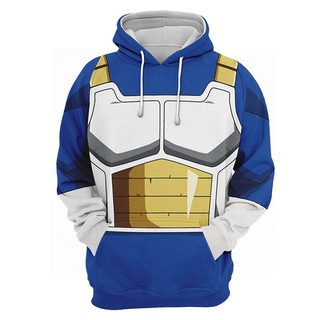 พร้อมส่ง เสื้อกันหนาว มีฮู้ด ลาย Vegeta สีฟ้า สําหรับผู้ใหญ่