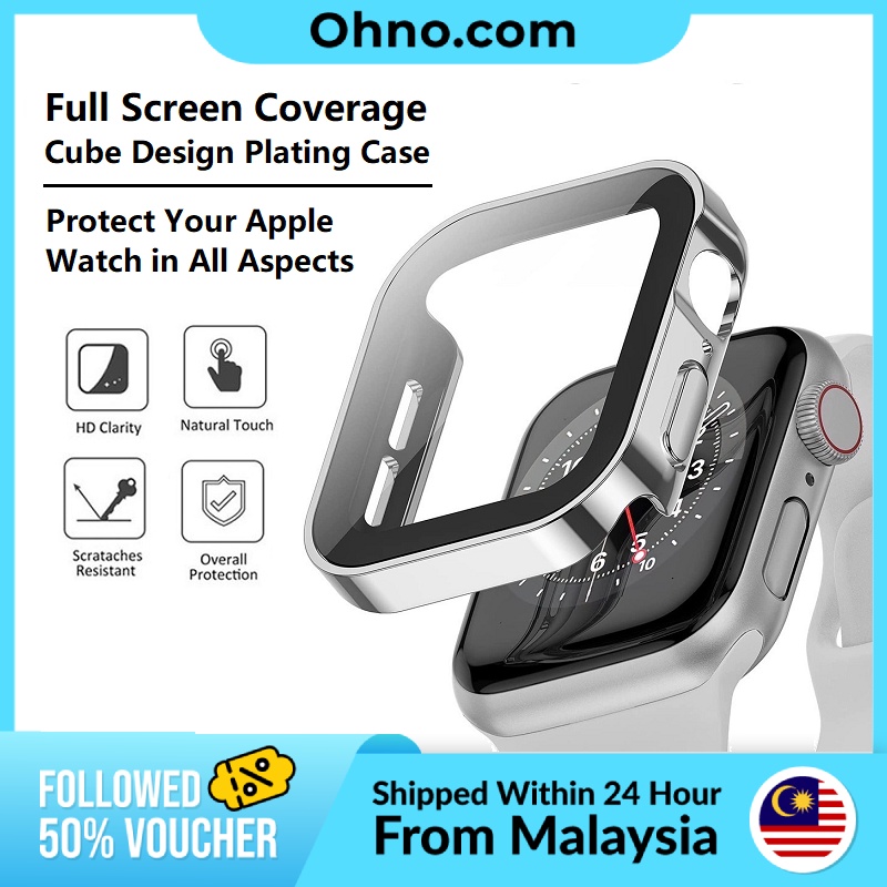 Ohno Cube ชุบ 360 Full Screen Protector PC Hard Case สําหรับ iWatch Series 49 มม.45 มม.44 มม.41 มม.4