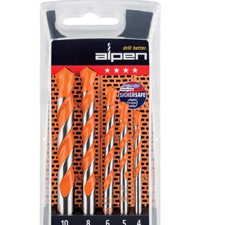 Alpen ทังสเตนคาร์ไบด์ดอกสว่านเจาะอิฐที่มีก้านทรงกระบอก ชุด 5 ชิ้น, PROFI ZIEGEL PZ5 SET 5pcs.