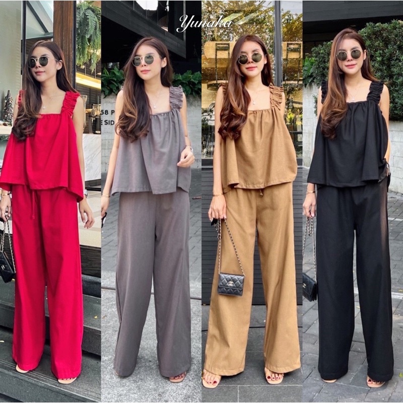 Renita ชุดเซ็ต 2 ชิ้น เสื้อแขนกุด คอกระเช้า อก 36 Rawii Style Linen Set กางเกงขายาว เอว 36