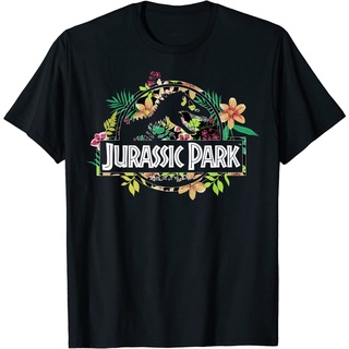 เสื้อยืดผ้าฝ้ายพรีเมี่ยม เสื้อยืด พิมพ์ลายโลโก้ Jurassic Park Tropical สําหรับผู้ใหญ่