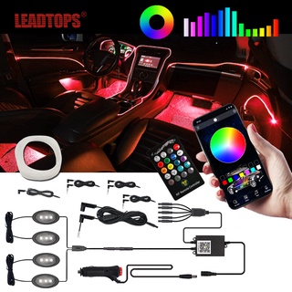 LEADTOPS Rgb LED ไฟภายในรถ แสงสว่างโดยรอบ 1-13 ใน 1 APP และรีโมทคอนโทรล กับ ใยแก้วนำแสง el ลวด แถบ สำหรับ ตกแต่งภายในรถยนต์