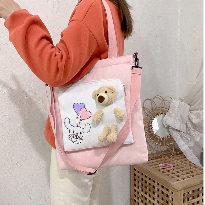 กระเป๋าผ้า หมีแคนวาส เนื้อหนา ใบใหญ่ เกาหแฟชั่น น่ารัก หมี ตุ๊กตา ราคา ถูกที่สุด ดีลบีเคเค แกลเลอรีภาพที่ 9