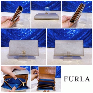 👝: FURLA Silver Leather Long Wallet แท้💯%