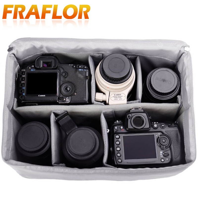 กันน้ํา Moisture-proof ไนลอนซิปใส่เบาะ Handle DSLR เลนส์กล้องกระเป๋าด้านใน Divider Partition พับป้องกันกระเป๋า