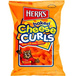 Herrs Baked Cheese Curls 198g  เฮิร์สอบชีสเคิร์ล 198 กรัม